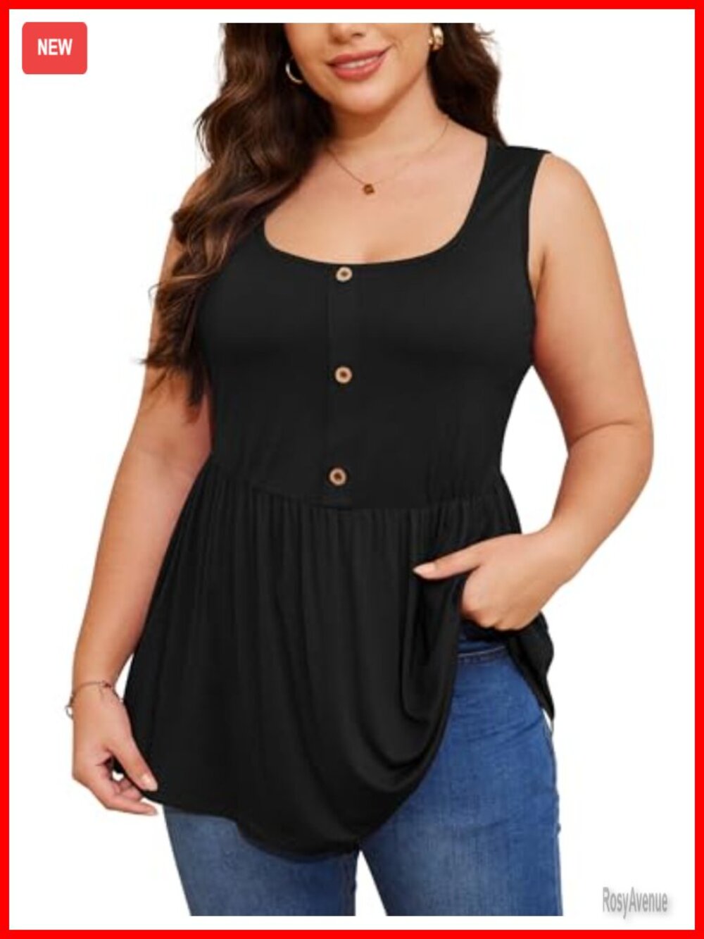 Plus Size Babydoll Tank Top Peplum Sleeveless Square Neck Blouse